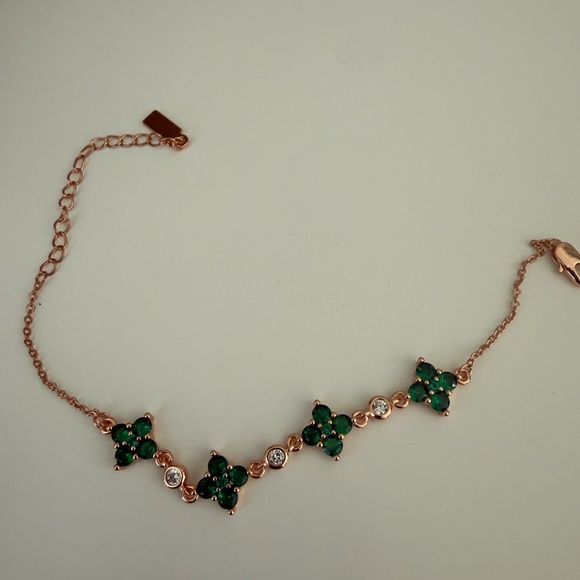 🆕 Luxury Rose Gold Plated Brass Four-leaf Clover Chain Link Bracelets - Picture 2 of 5